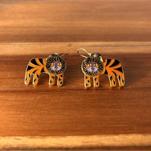 Laurel Burch 🐯🦁 Tigre Earrings Orange and Black